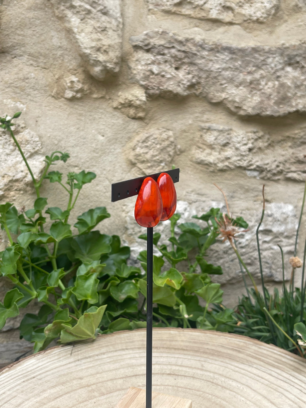Boucles d'oreilles DANA ROUGE BLUSHED - Dominique Denaive