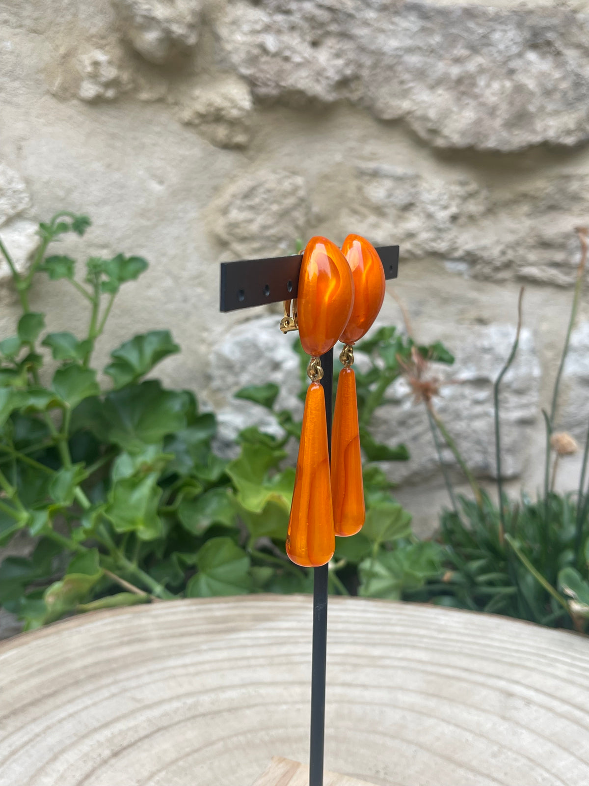 Boucles d'oreilles VIOLETTE ORANGE - Dominique Denaive