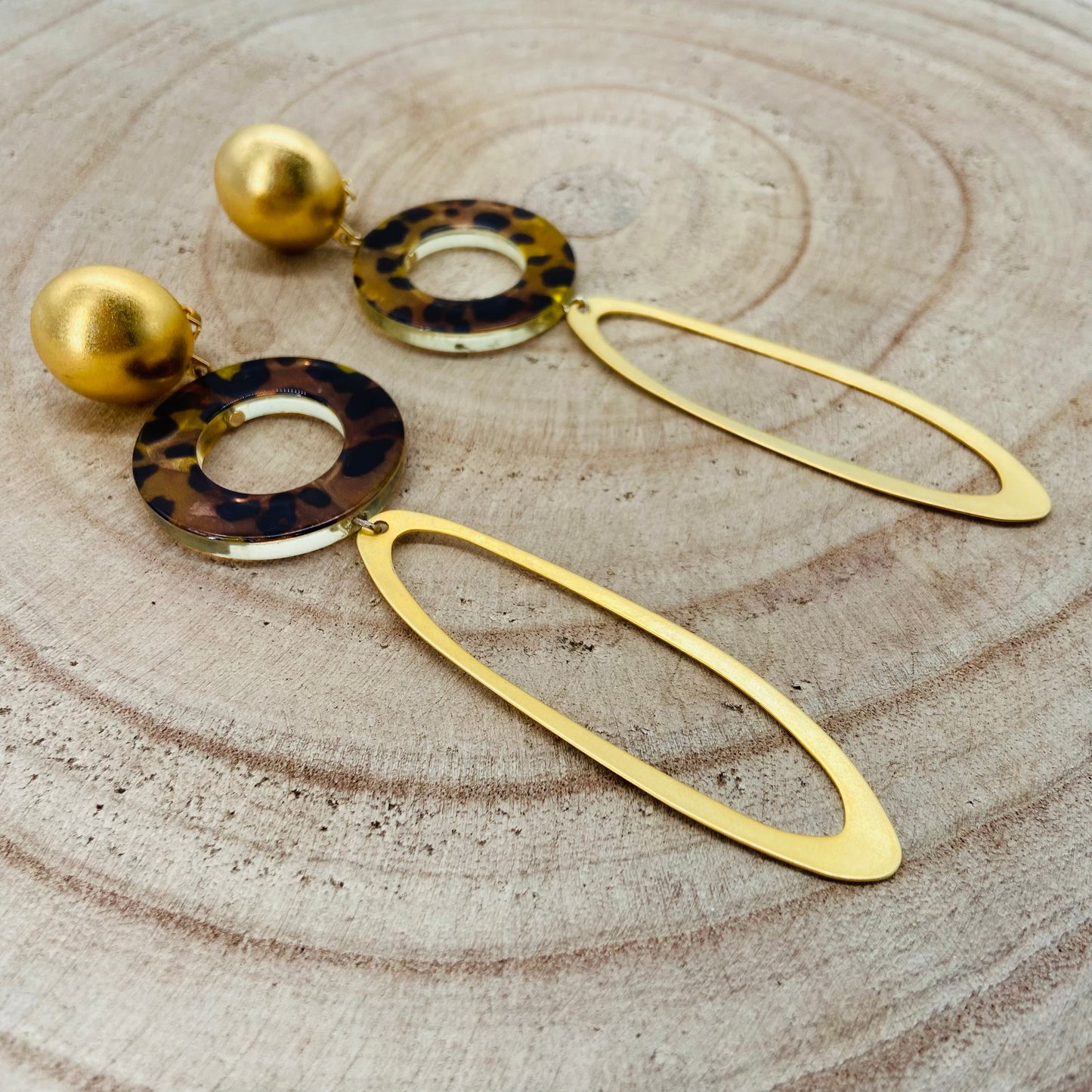 BOUCLES D'OREILLES longs anneaux dorés - Francine BRAMLI