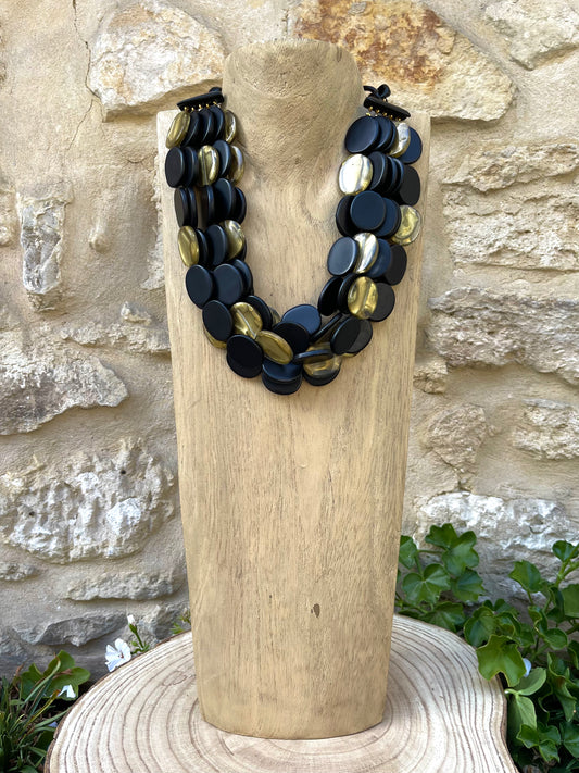Collier VITAA NOIR/DORÉ - Dominique Denaive