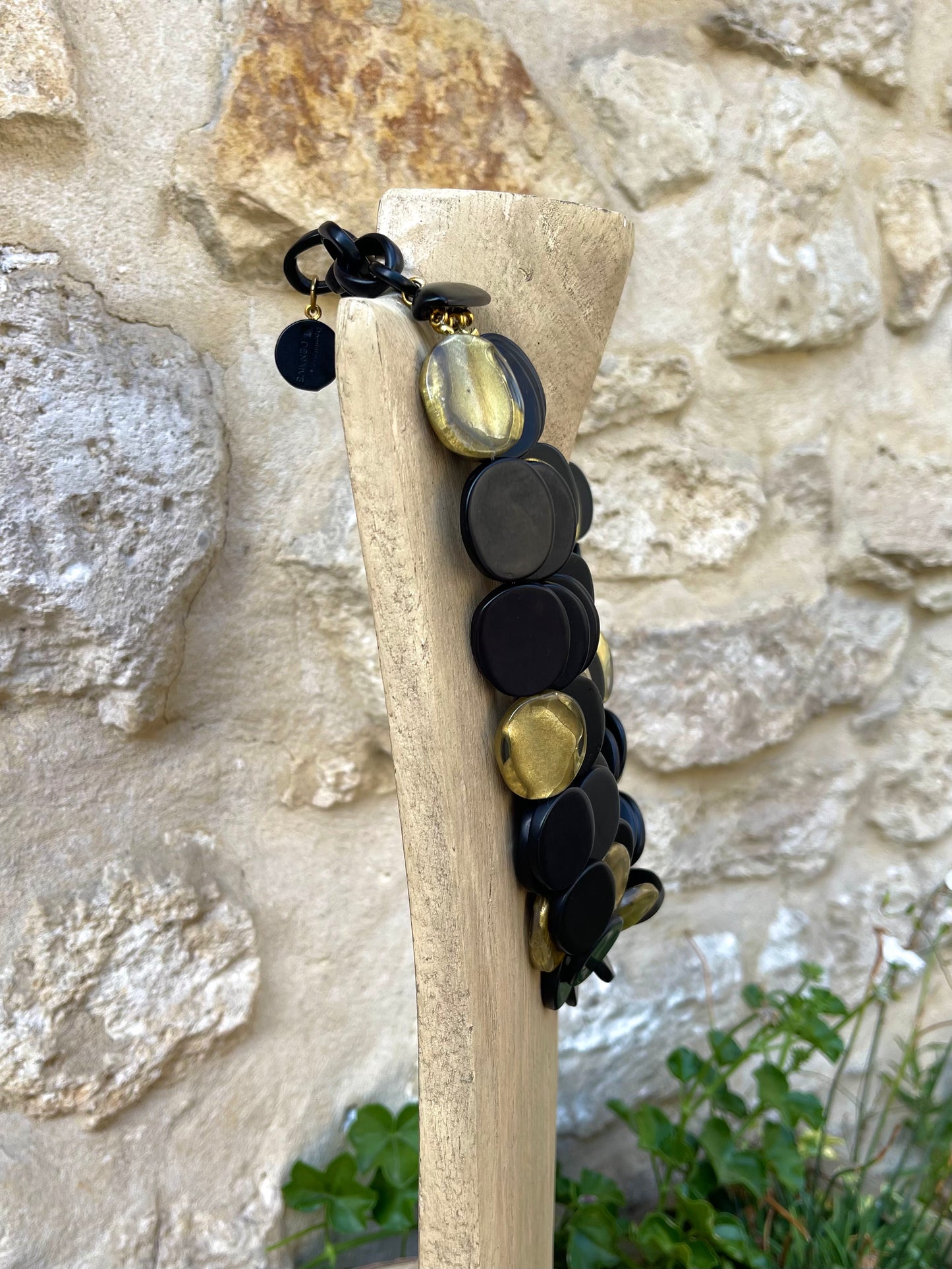 Collier VITAA NOIR/DORÉ - Dominique Denaive