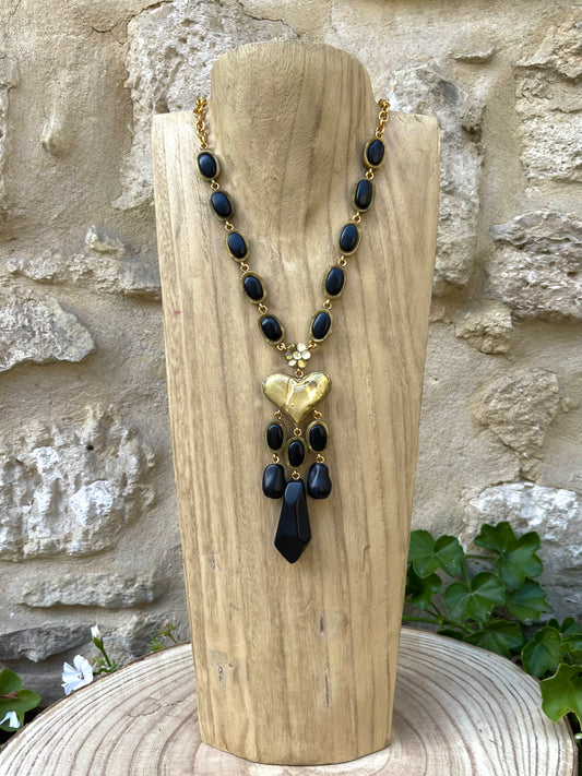 Collier SEYI NOIR/DORÉ - Dominique Devaine