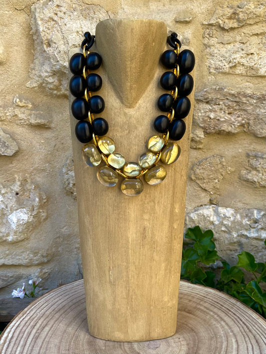 Collier ANDREA NOIR/DORÉ - Dominique Denaive