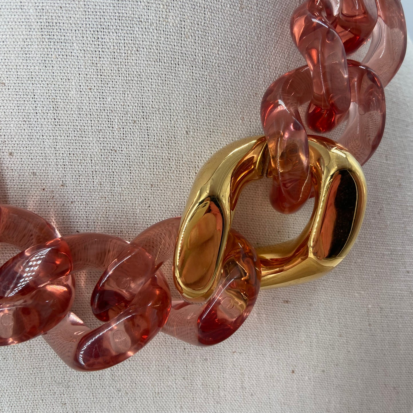 COLLIER MAILLONS rose transparent et doré - Francine BRAMLI