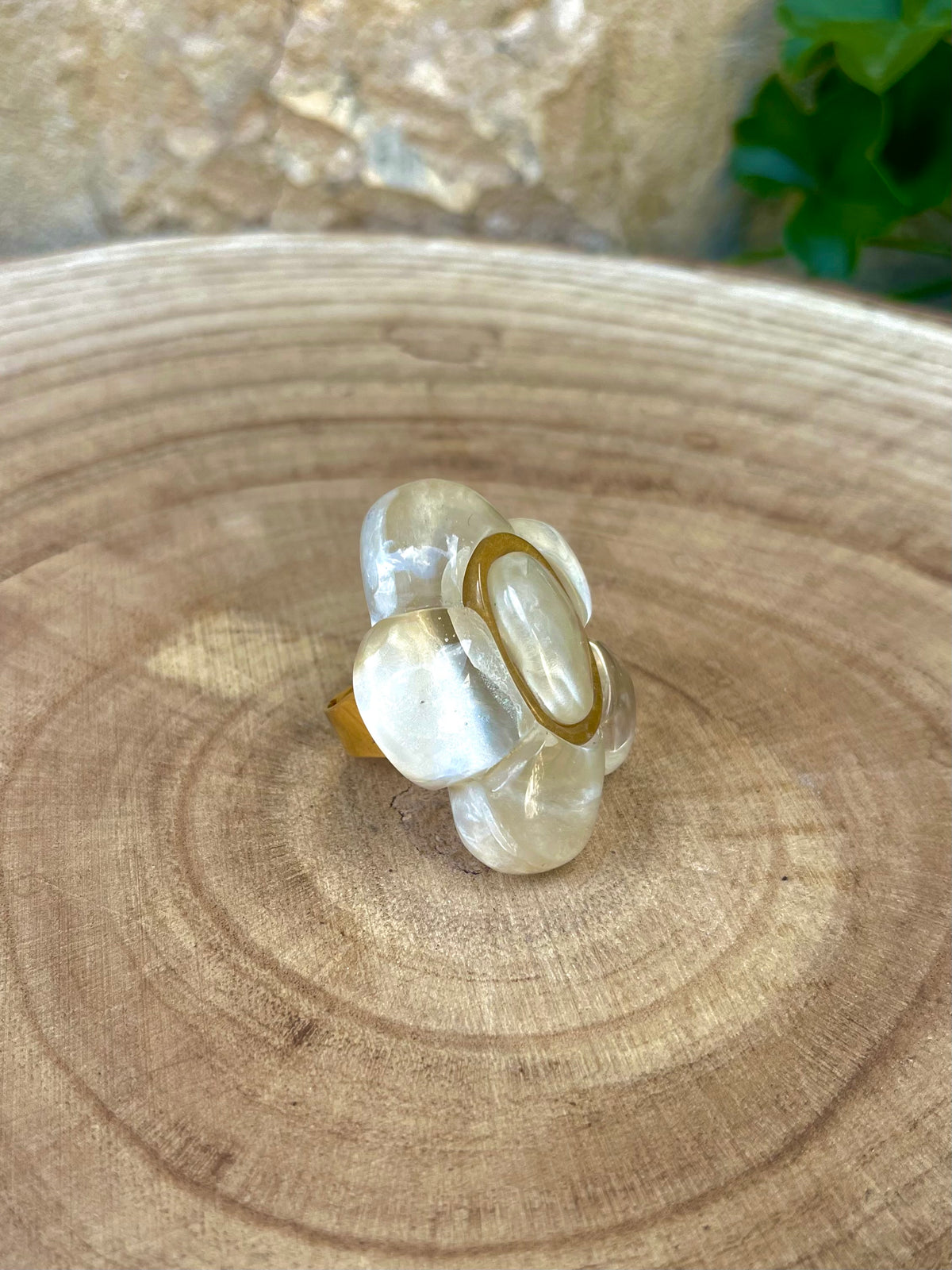 Bague SIA BLANC/DORÉ - Dominique Denaive