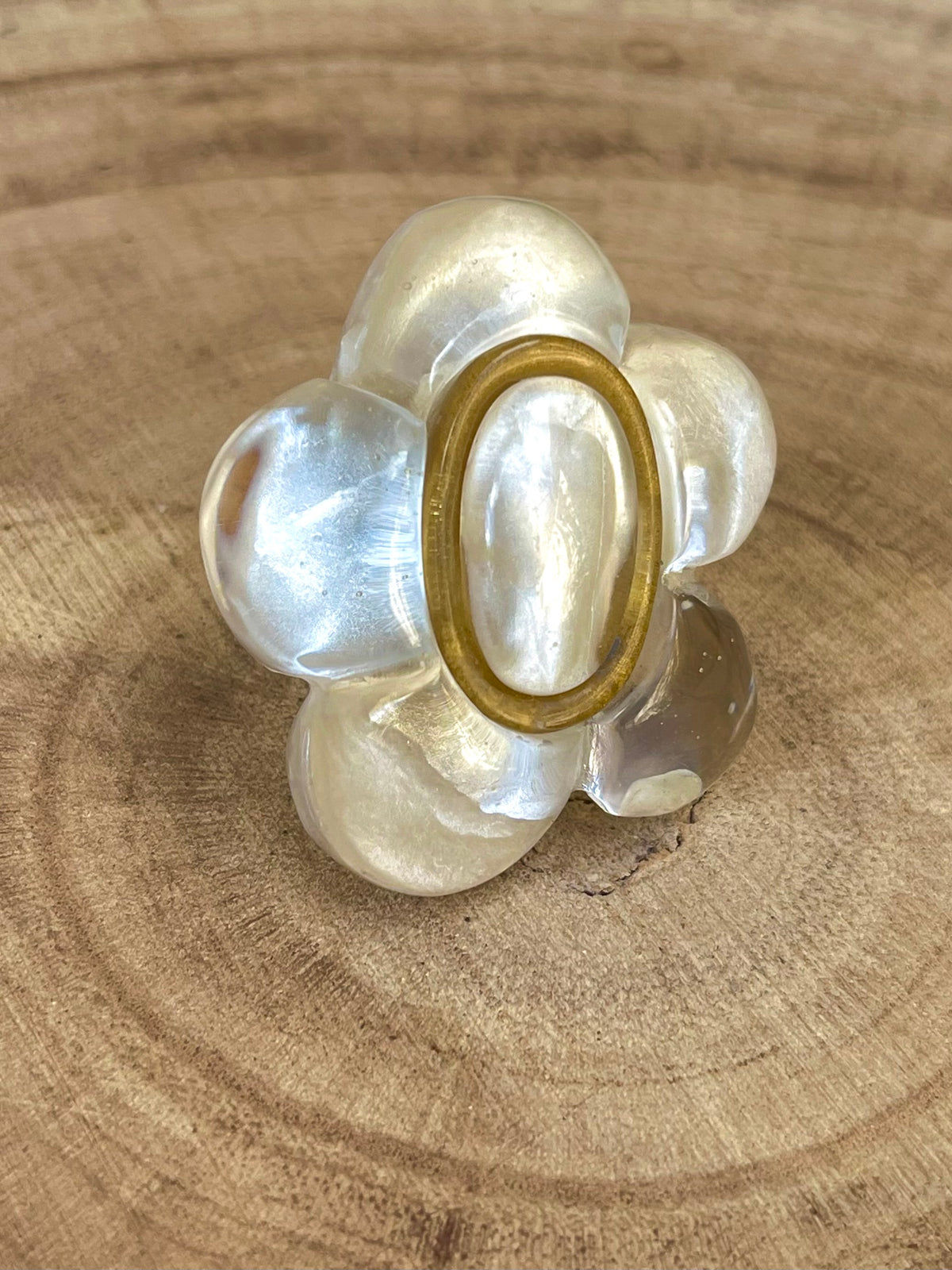 Bague SIA BLANC/DORÉ - Dominique Denaive