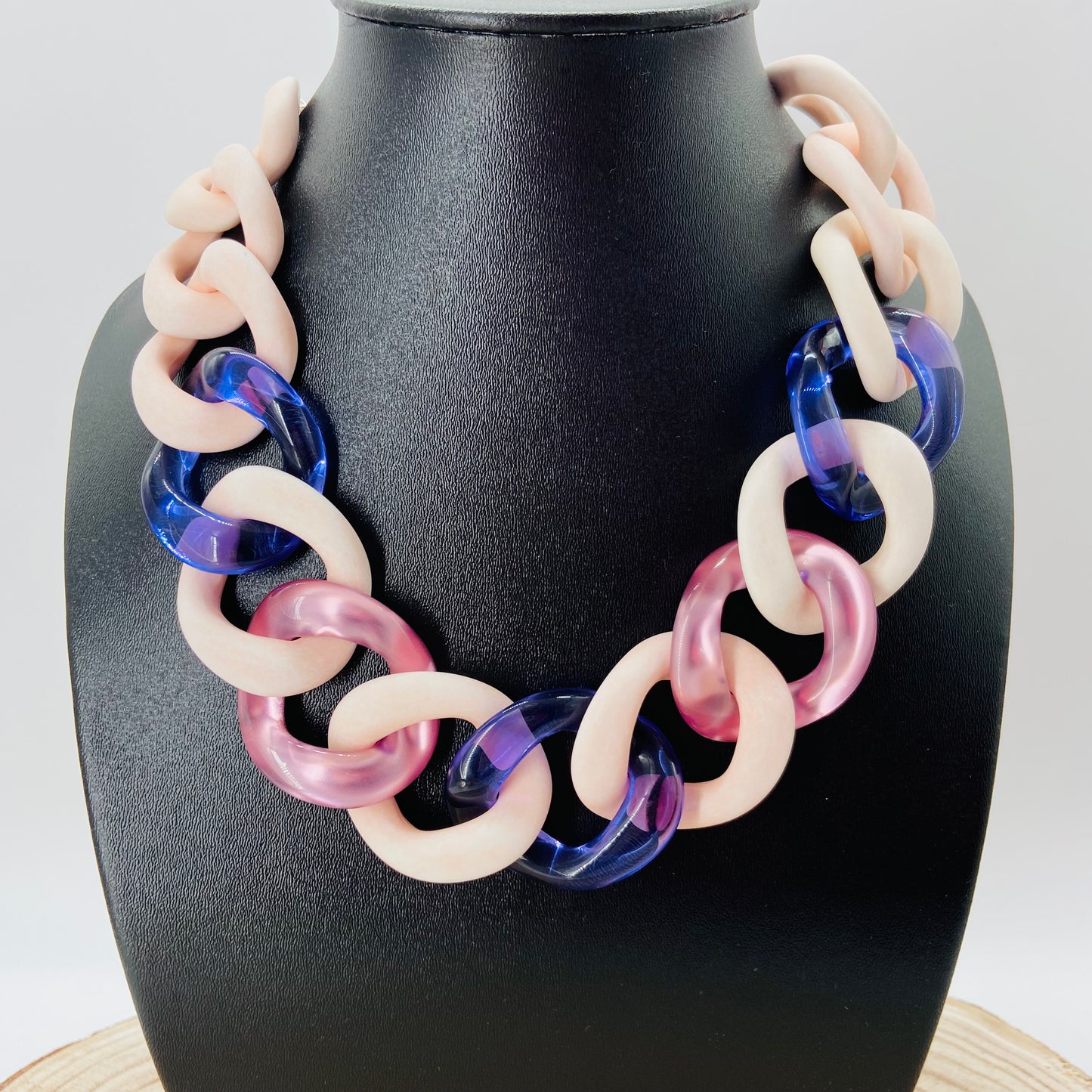 COLLIER MAILLONS rose et mauve - Francine BRAMLI