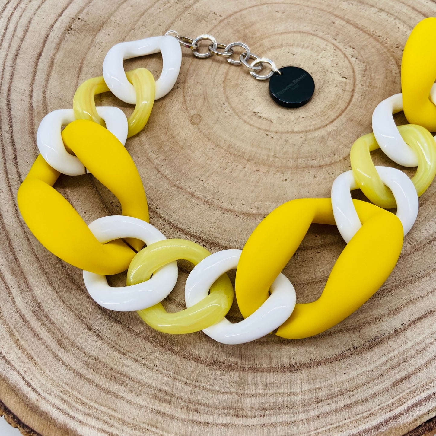 COLLIER MAILLONS Jaune et blanc - Francine BRAMLI