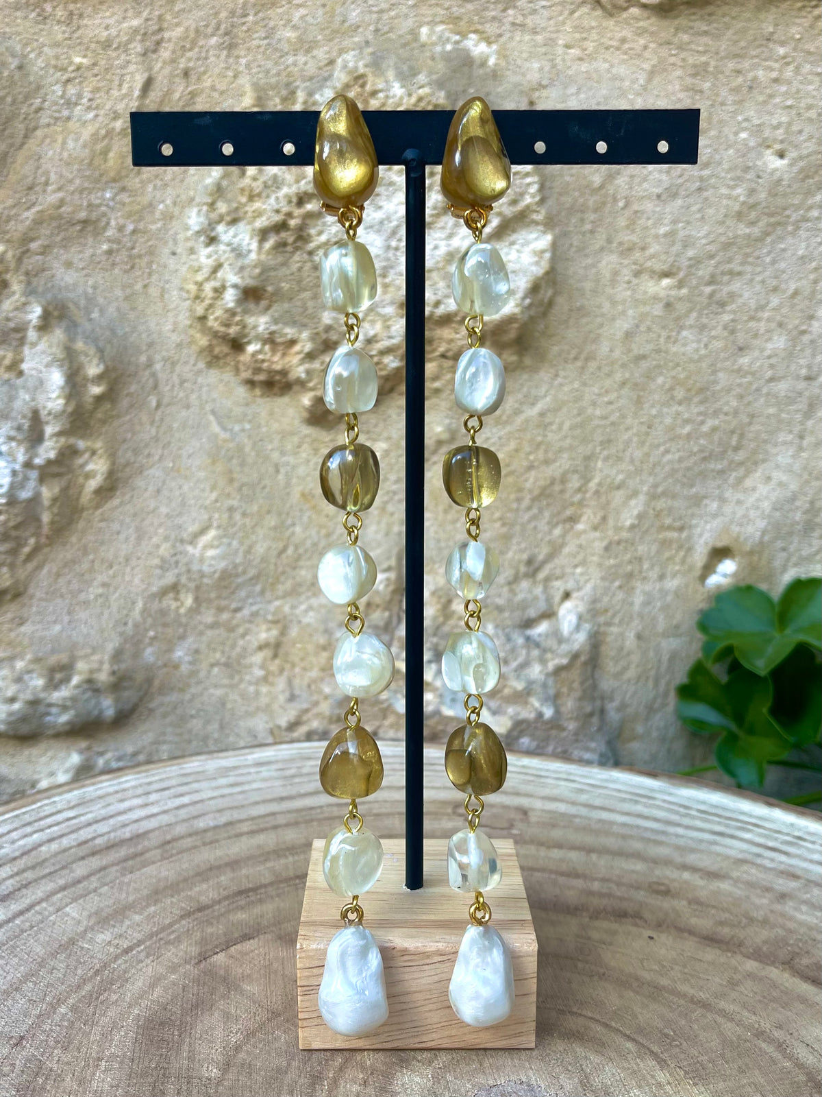 Boucles d'oreilles MARITA DORÉ/NACRE - Dominique Denaive