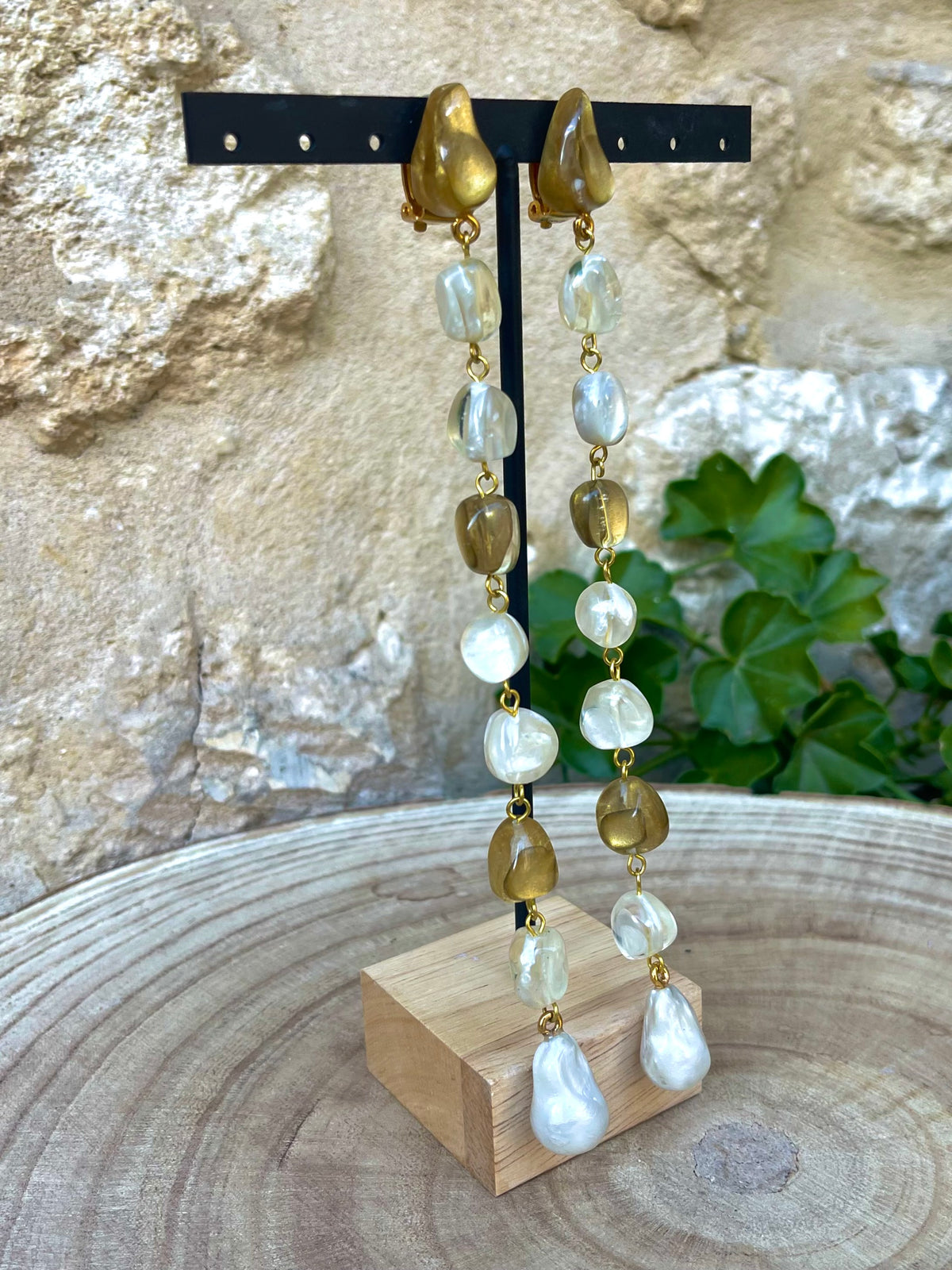 Boucles d'oreilles MARITA DORÉ/NACRE - Dominique Denaive