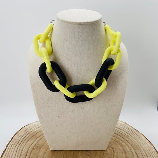 COLLIER CHAINE Jaune et noir - Francine BRAMLI