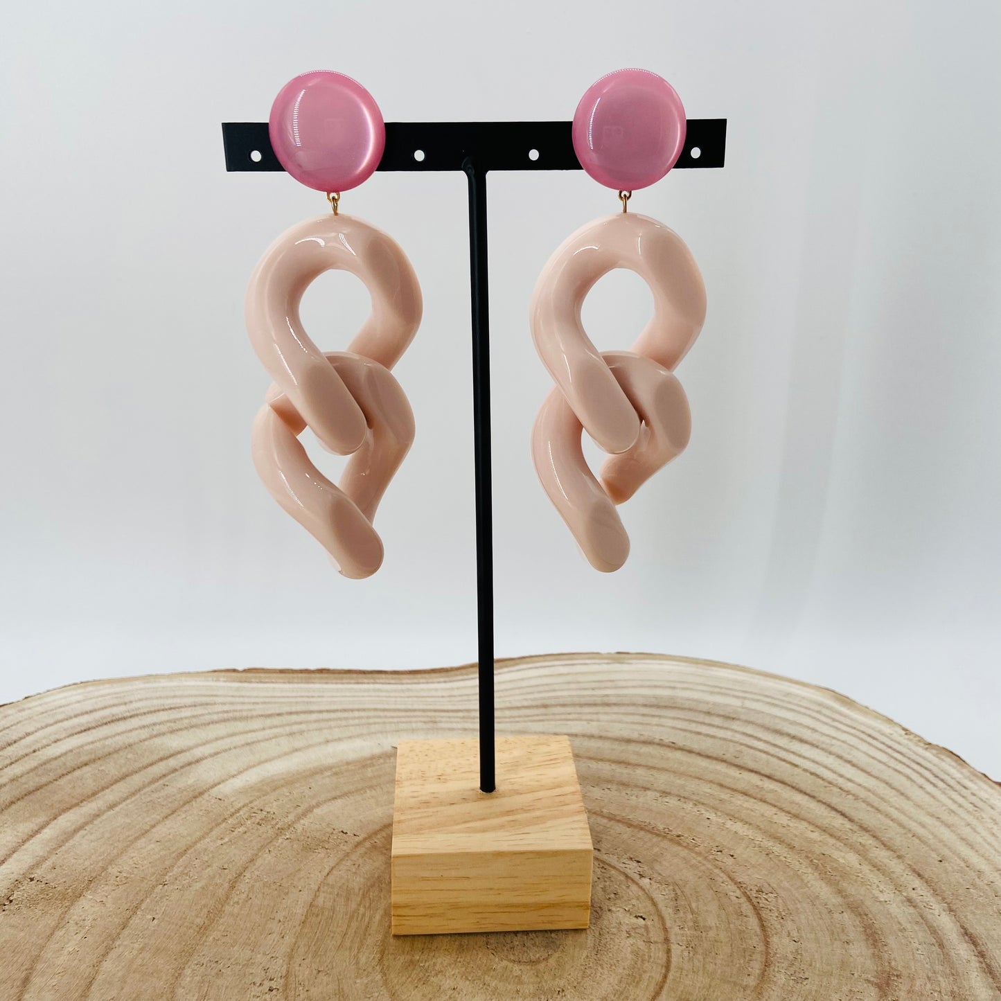 BOUCLES D'OREILLES Maillons roses - Francine BRAMLI