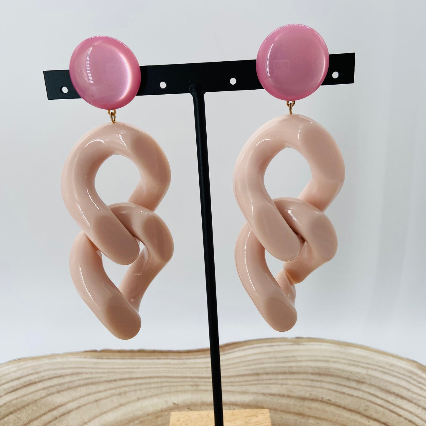 BOUCLES D'OREILLES Maillons roses - Francine BRAMLI