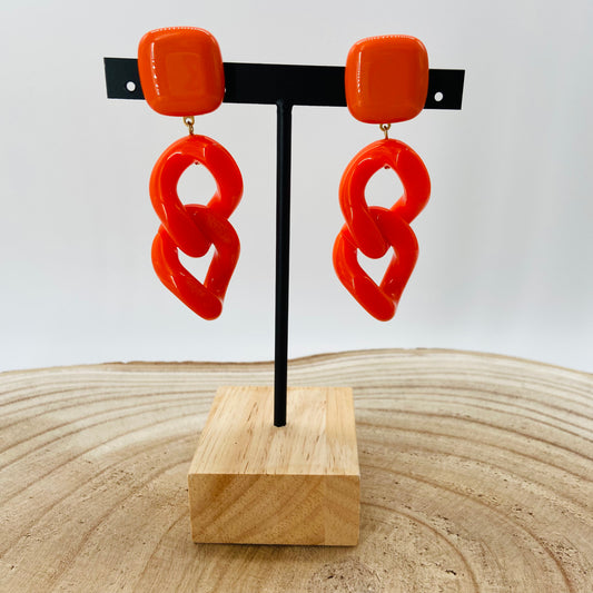 BOUCLES D'OREILLES maillons oranges - Francine BRAMLI