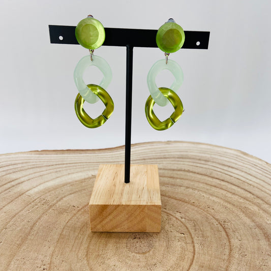 BOUCLES D'OREILLES maillons verts- Francine BRAMLI