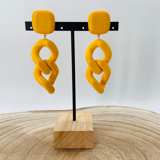 BOUCLES D'OREILLES maillons jaunes mates - Francine BRAMLI