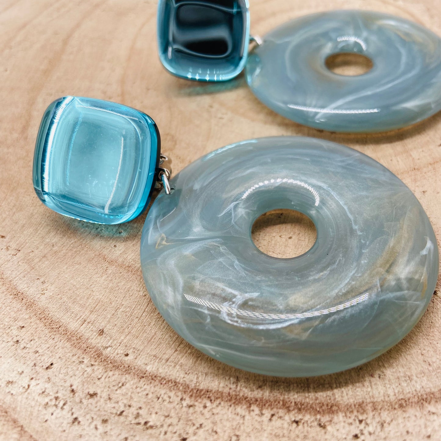 BOUCLES D'OREILLES donuts bleues - Francine BRAMLI