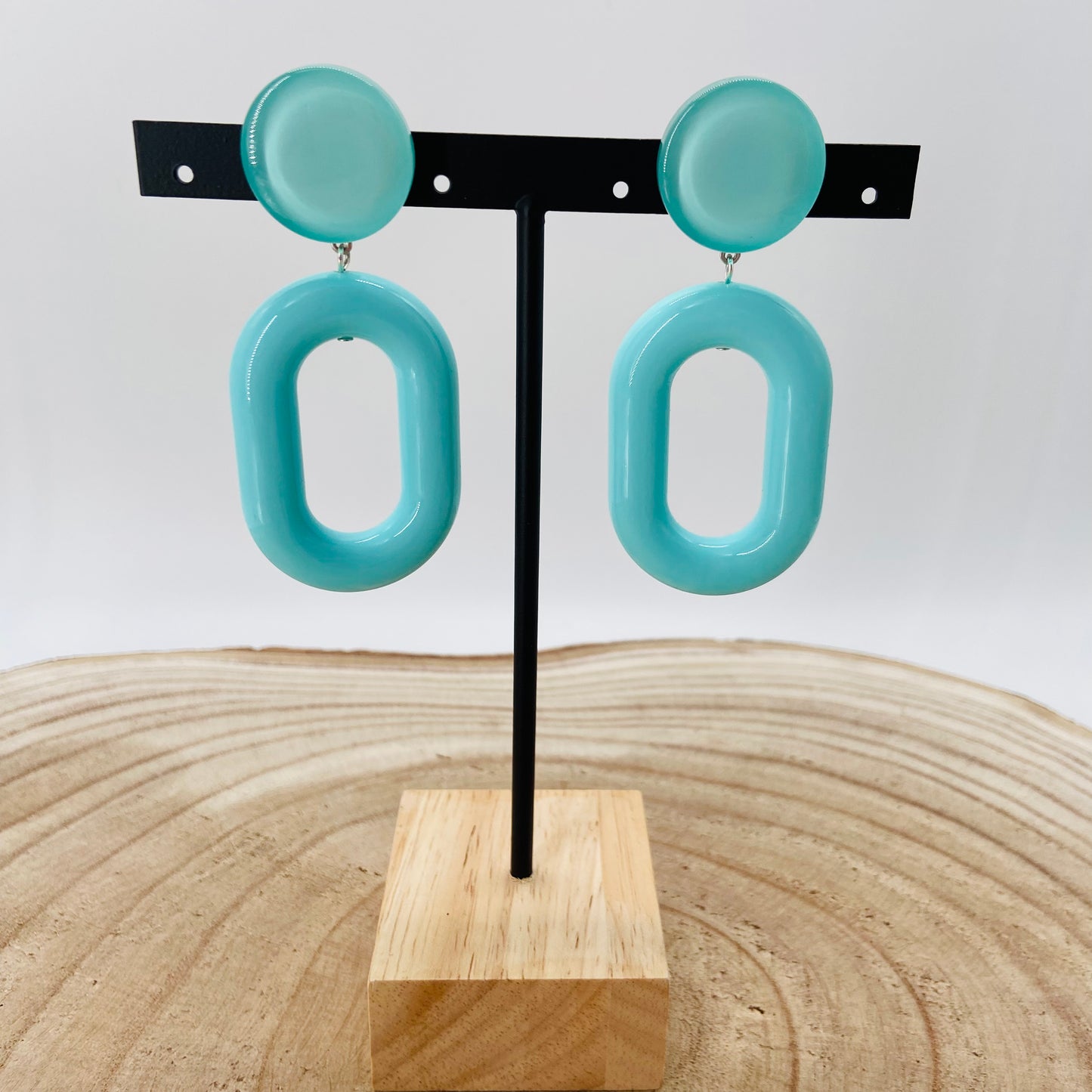 BOUCLES D'OREILLES ovales turquoises - Francine BRAMLI