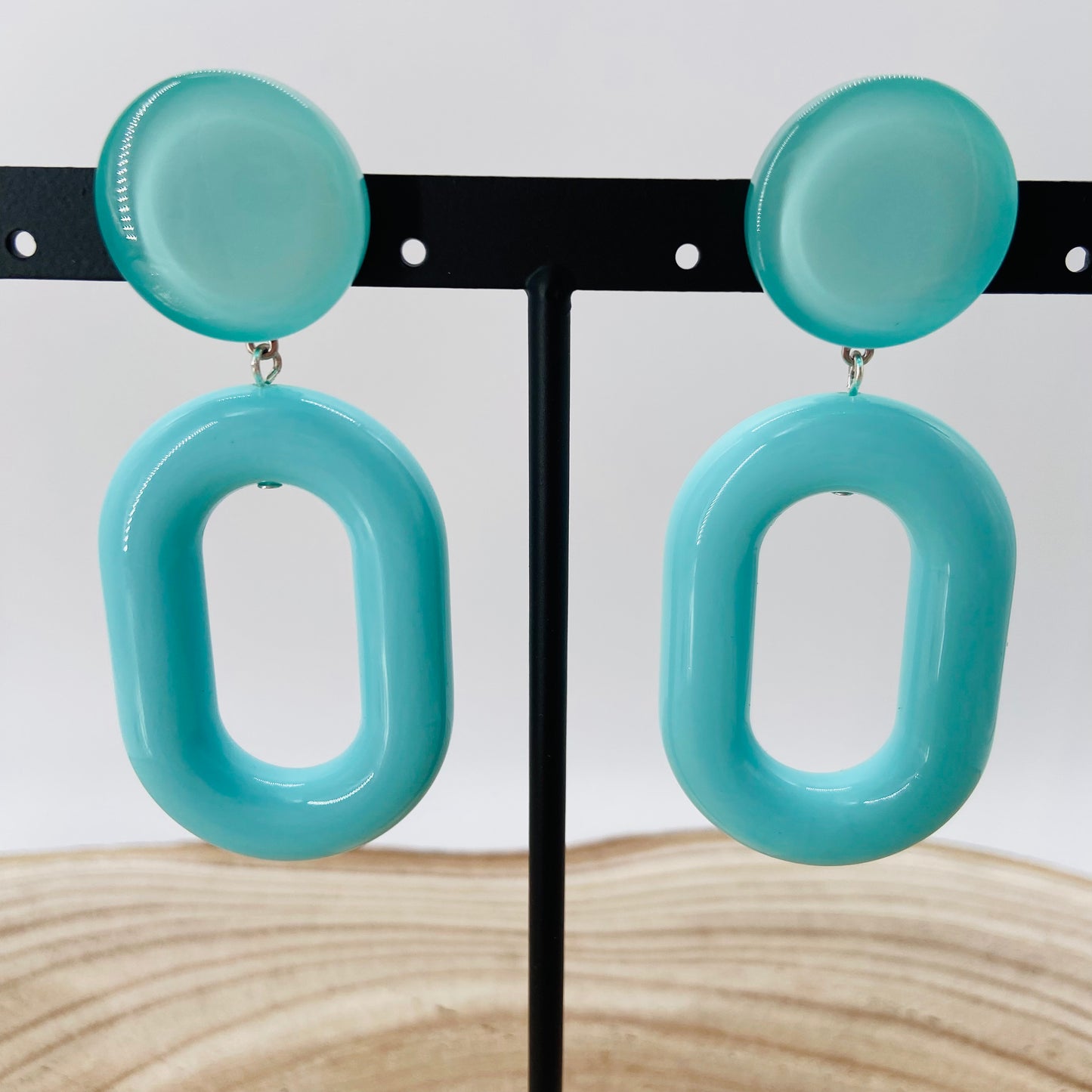 BOUCLES D'OREILLES ovales turquoises - Francine BRAMLI