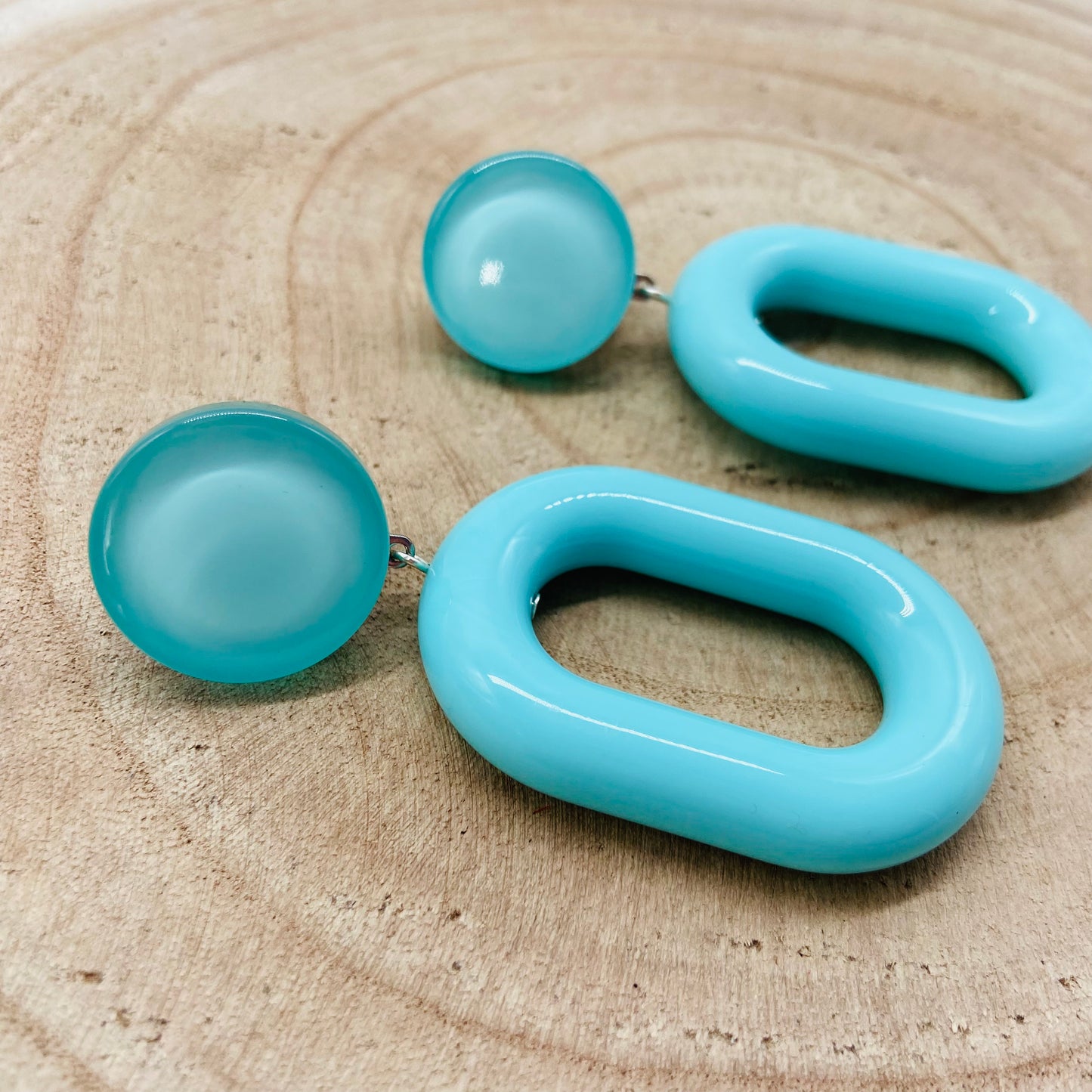 BOUCLES D'OREILLES ovales turquoises - Francine BRAMLI