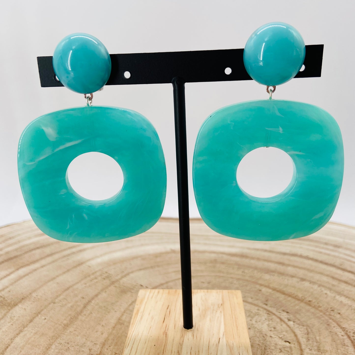 BOUCLES D'OREILLES créoles turquoises - Francine BRAMLI