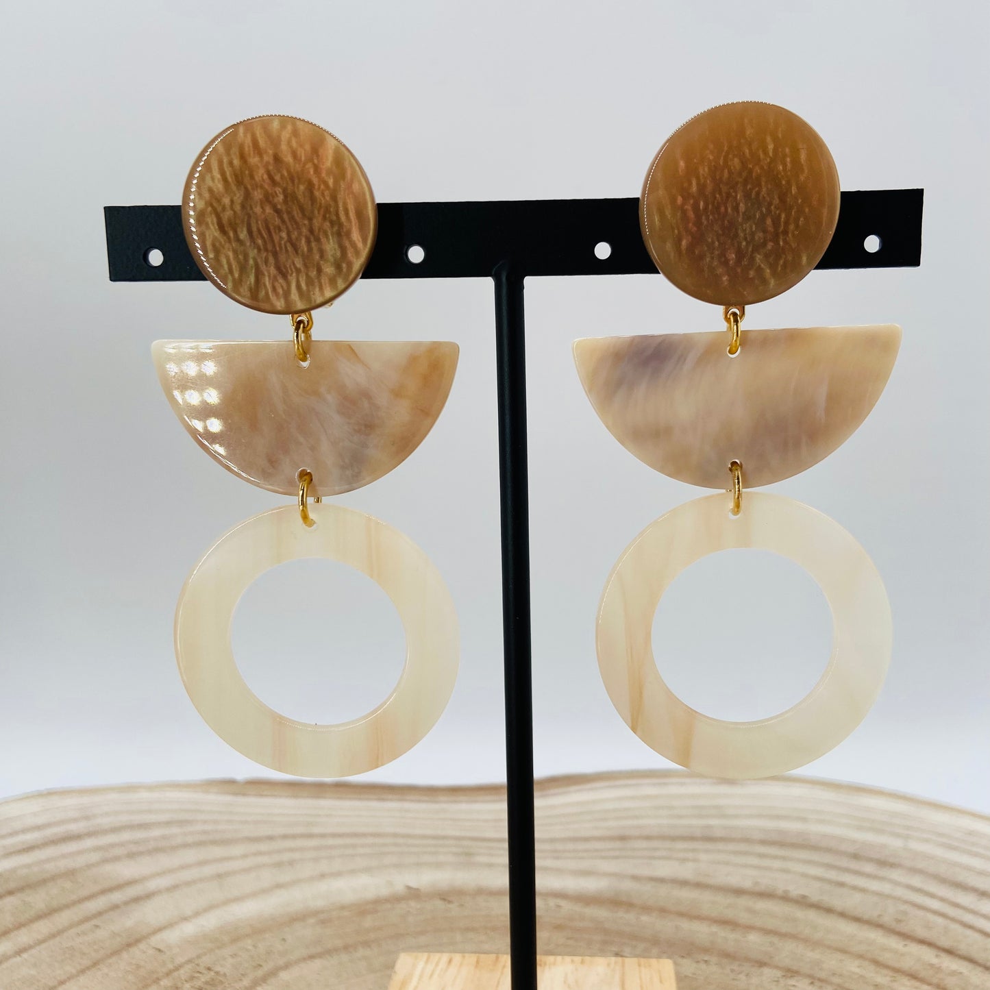 BOUCLES D'OREILLES Danseuses beiges - Francine BRAMLI