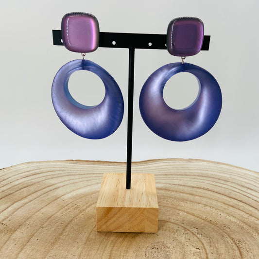 BOUCLES D'OREILLES créoles mauves - Francine BRAMLI