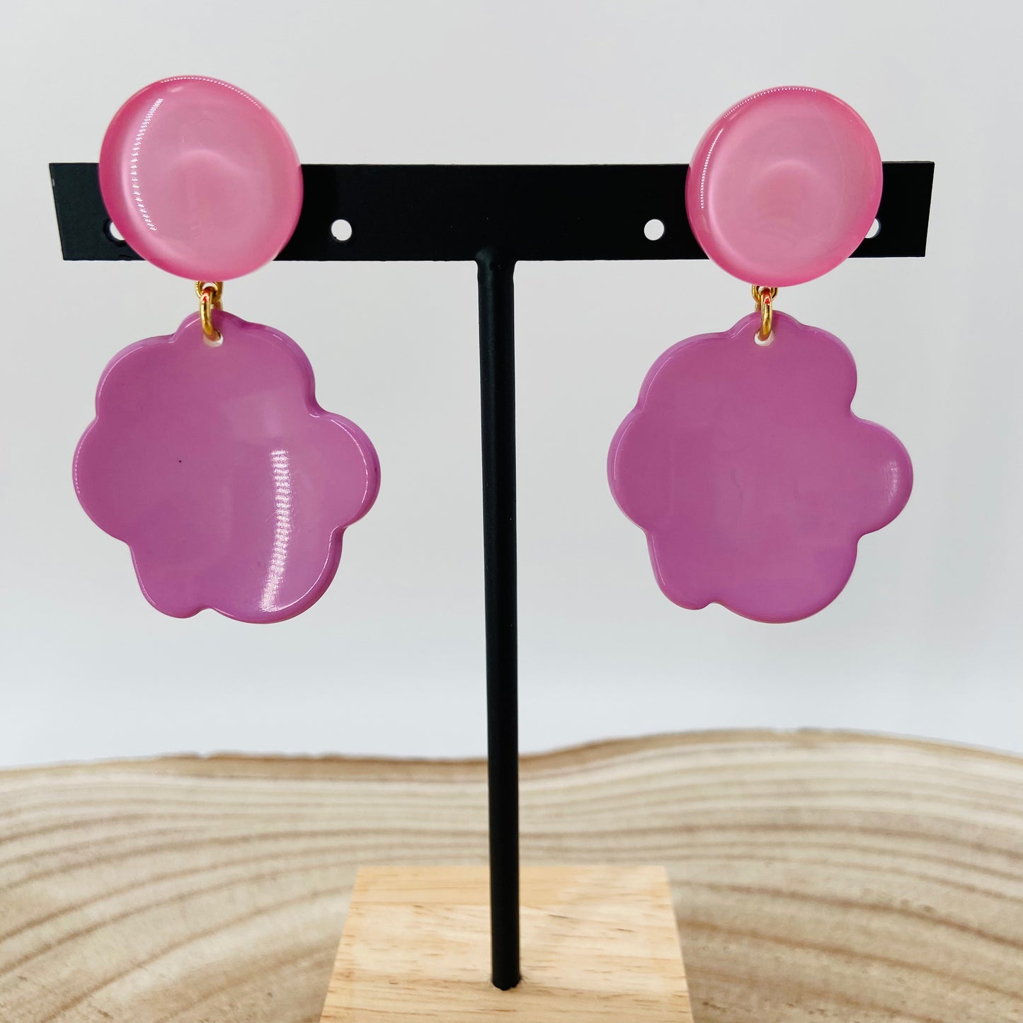 BOUCLES D'OREILLES roses petits nuages - Francine BRAMLI