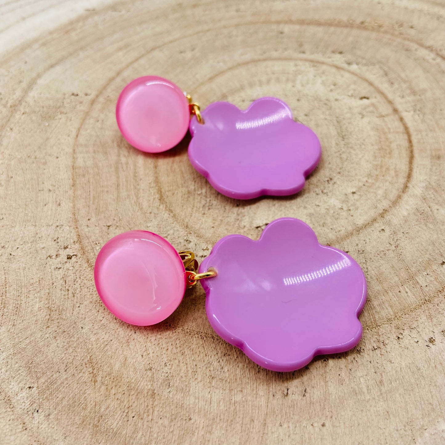 BOUCLES D'OREILLES roses petits nuages - Francine BRAMLI