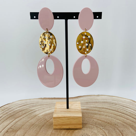 BOUCLES D'OREILLES roses métal - Francine BRAMLI