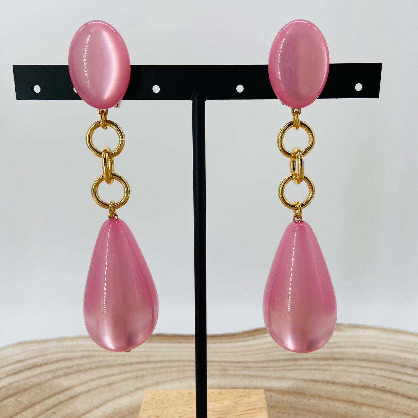 BOUCLES D'OREILLES roses gouttes - Francine BRAMLI