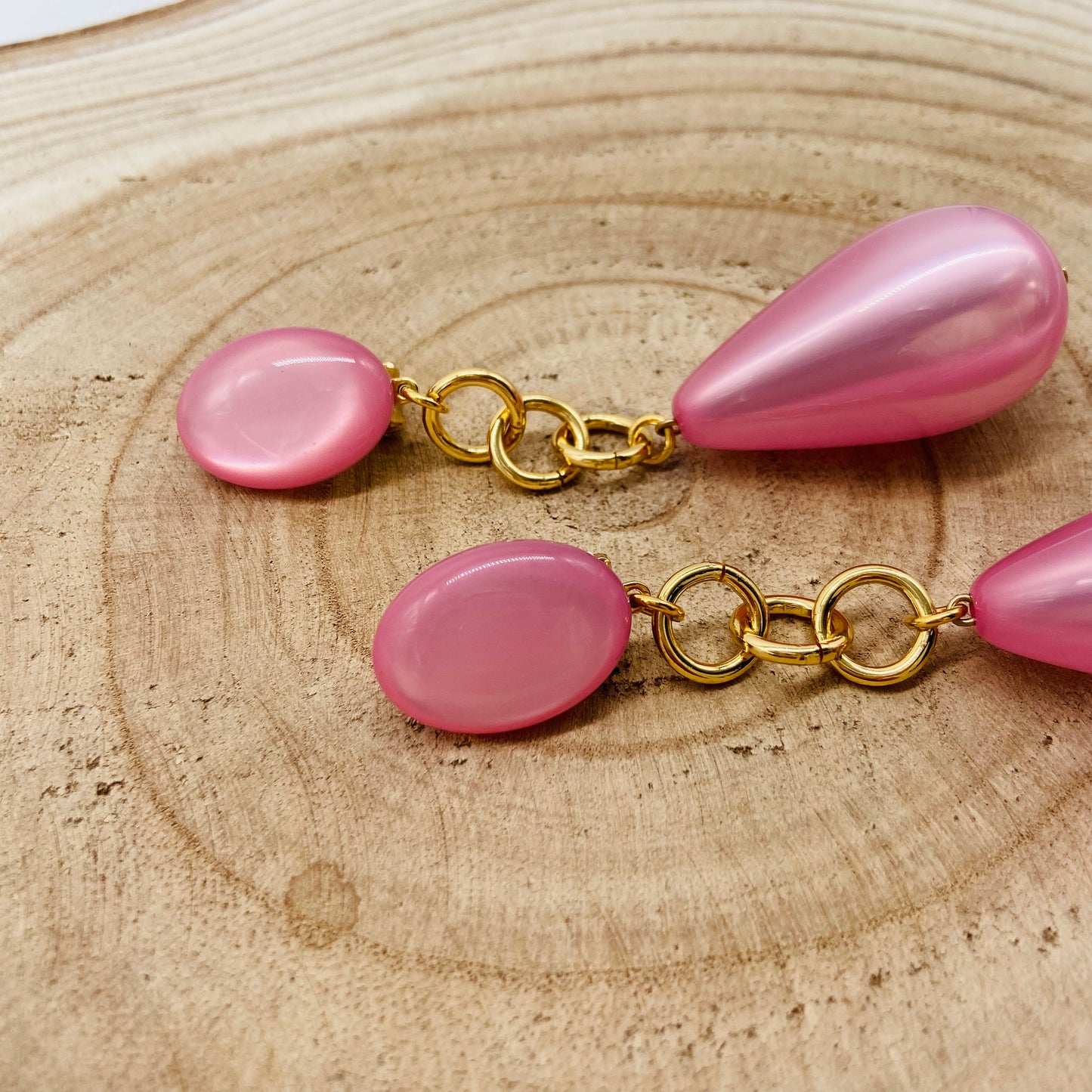 BOUCLES D'OREILLES roses gouttes - Francine BRAMLI