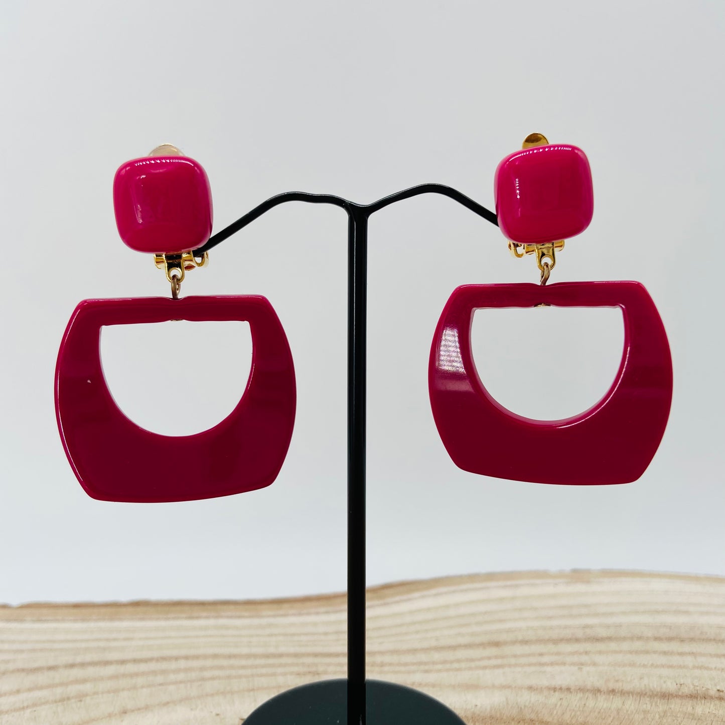 BOUCLES D'OREILLES rose framboise - Francine BRAMLI