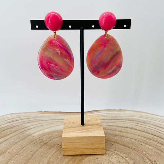 BOUCLES D'OREILLES roses irisées - Francine BRAMLI