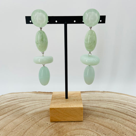 BOUCLES D'OREILLES vertes pâles - Francine BRAMLI