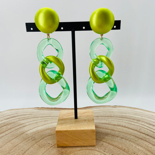 BOUCLES D'OREILLES vertes translucides - Francine BRAMLI