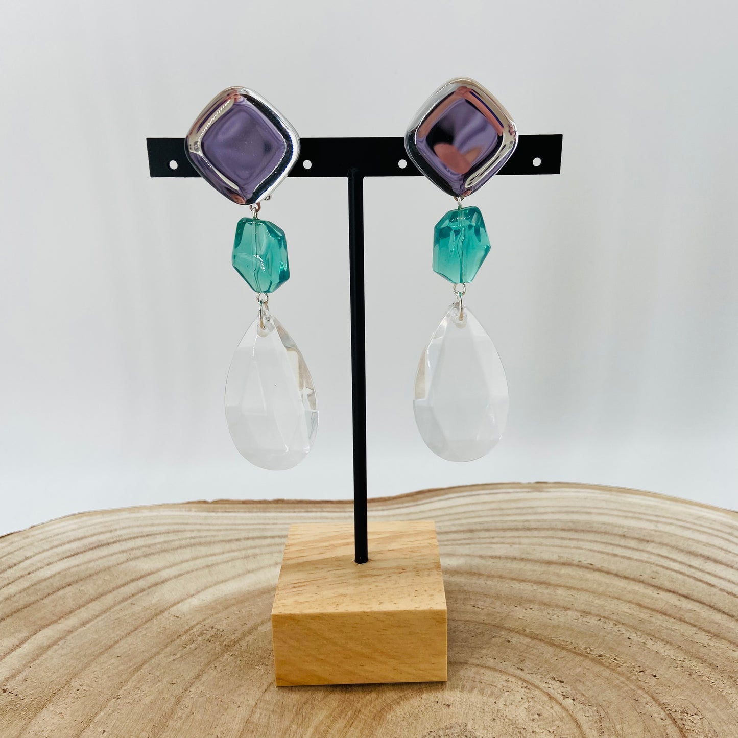 BOUCLES D'OREILLES gouttes transparentes - Francine BRAMLI