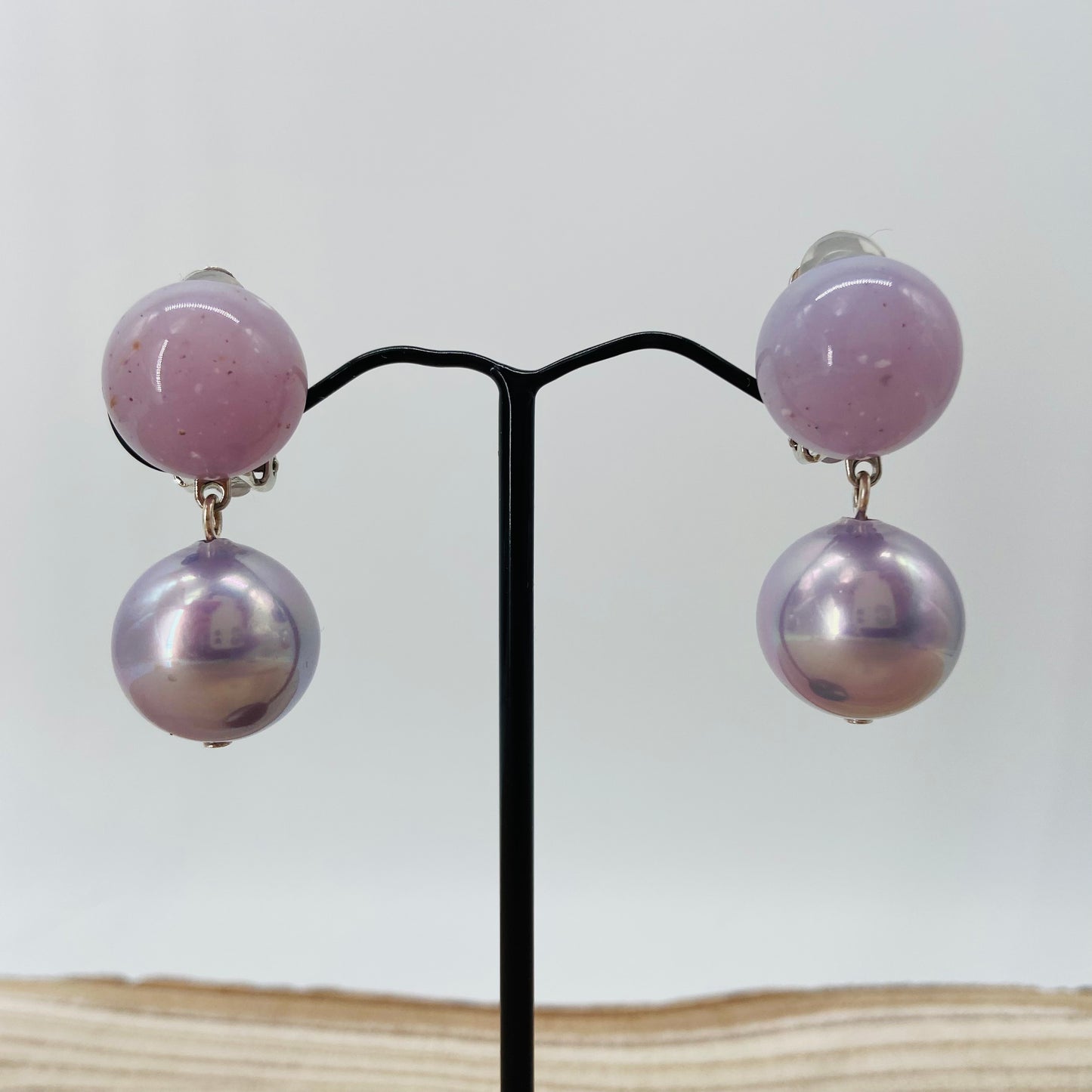 BOUCLES D'OREILLES perle violette - Francine BRAMLI