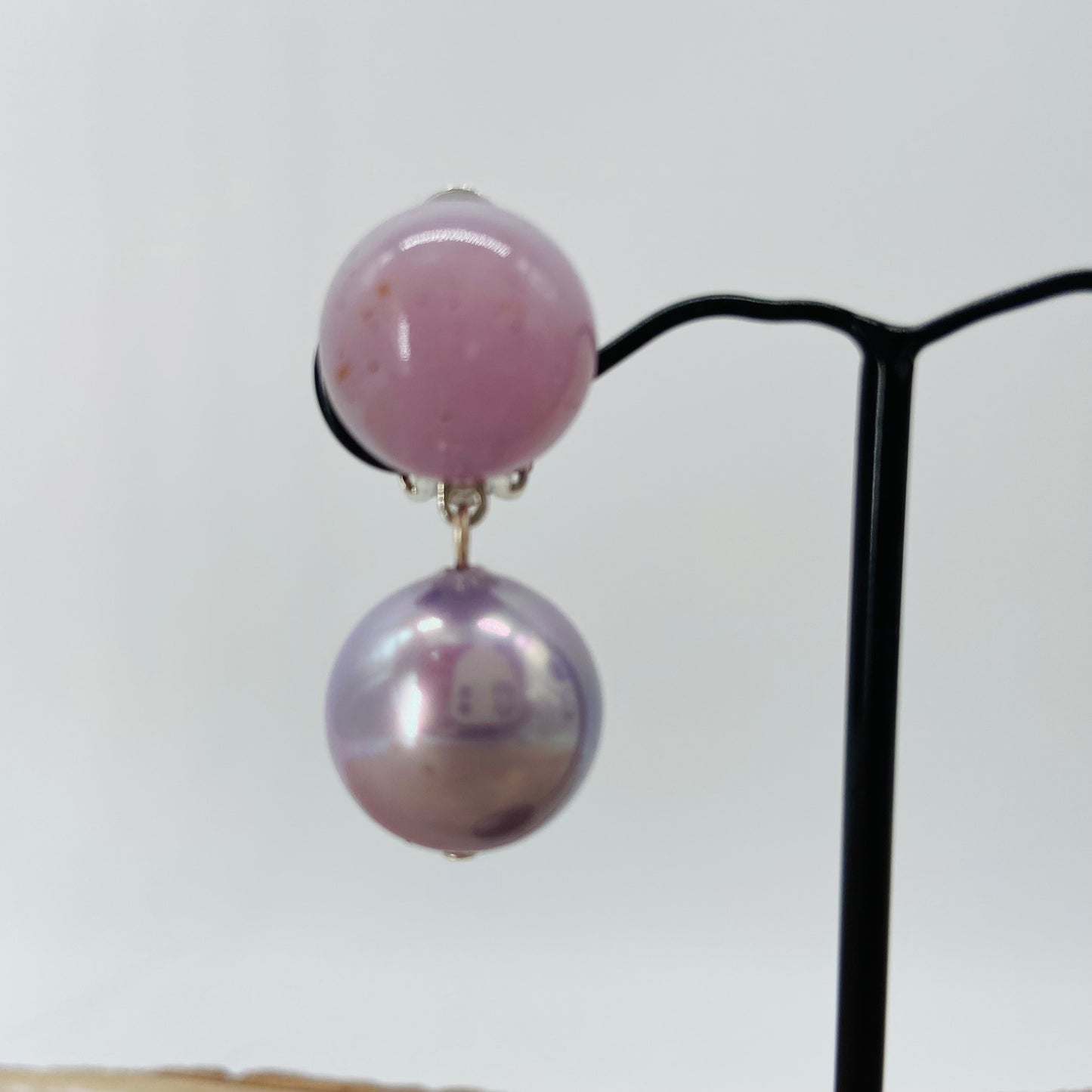 BOUCLES D'OREILLES perle violette - Francine BRAMLI