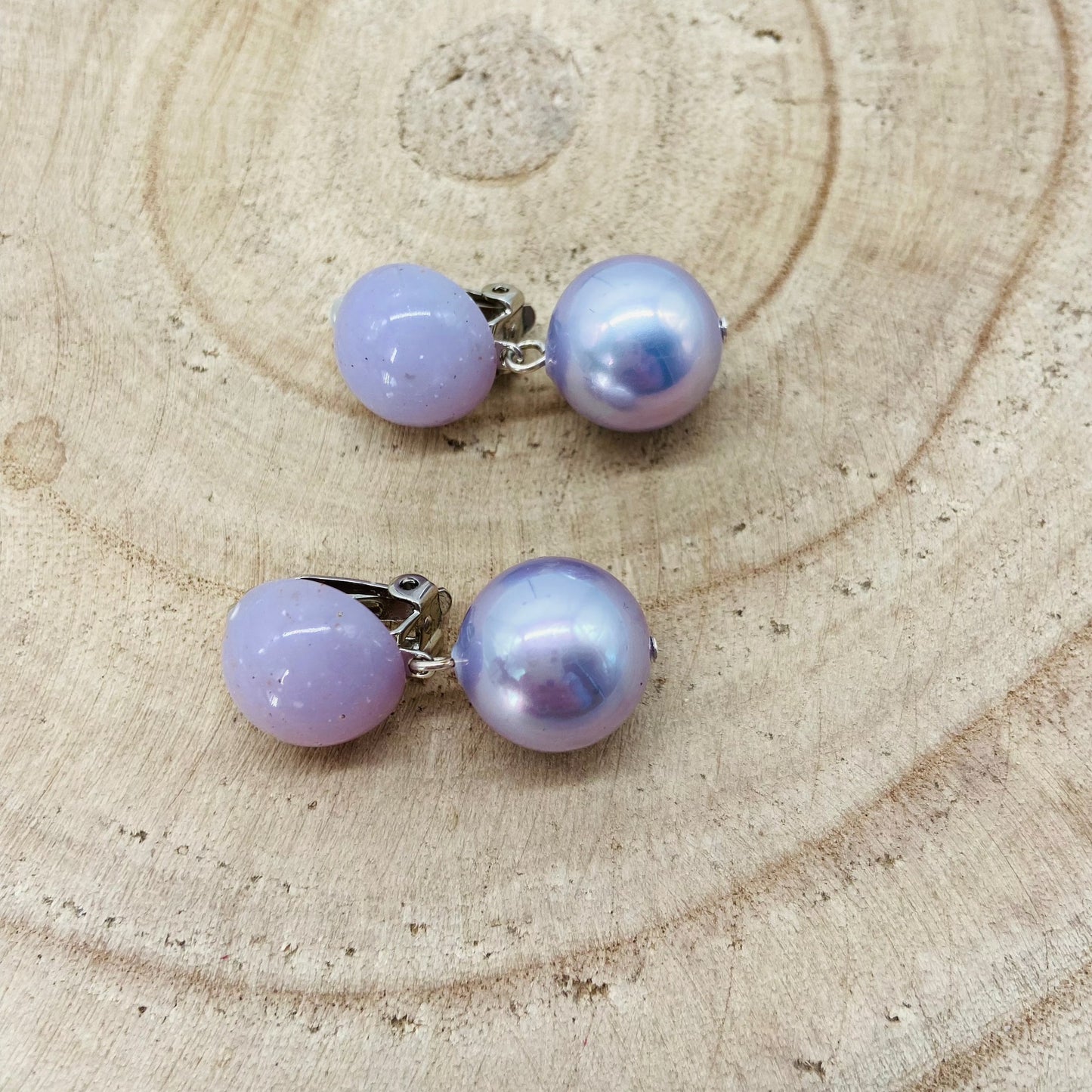 BOUCLES D'OREILLES perle violette - Francine BRAMLI