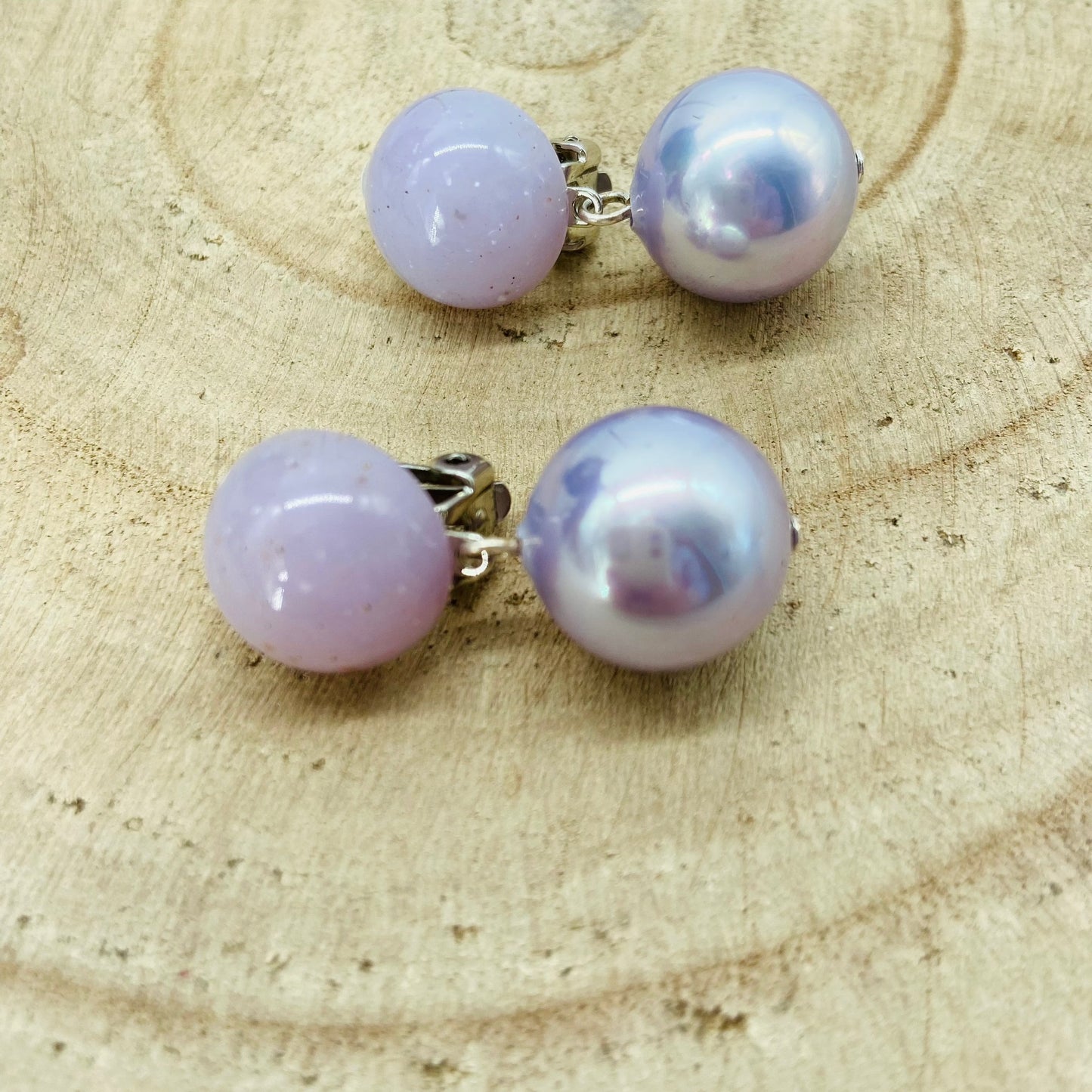 BOUCLES D'OREILLES perle violette - Francine BRAMLI