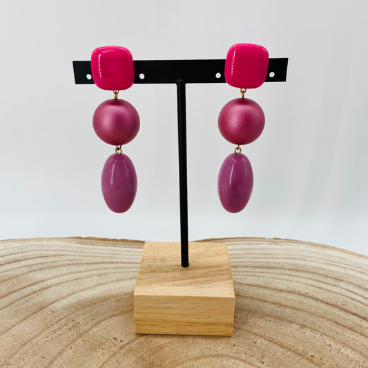 BOUCLES D'OREILLES roses et violettes - Francine BRAMLI