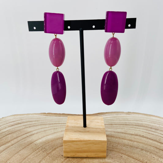 BOUCLES D'OREILLES cabochons violets - Francine BRAMLI