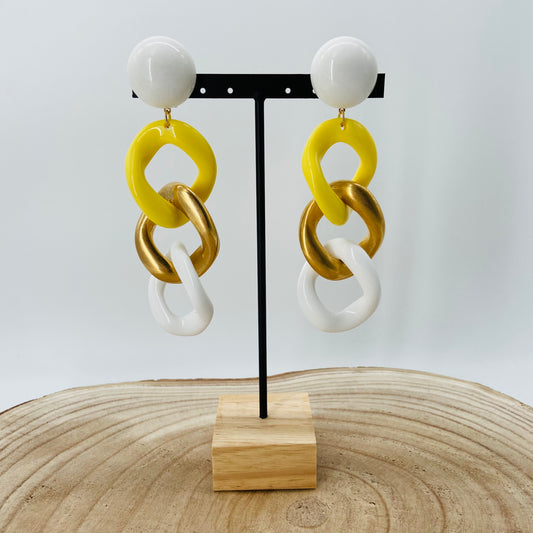 BOUCLES D'OREILLES Maillons tricolores - Francine BRAMLI