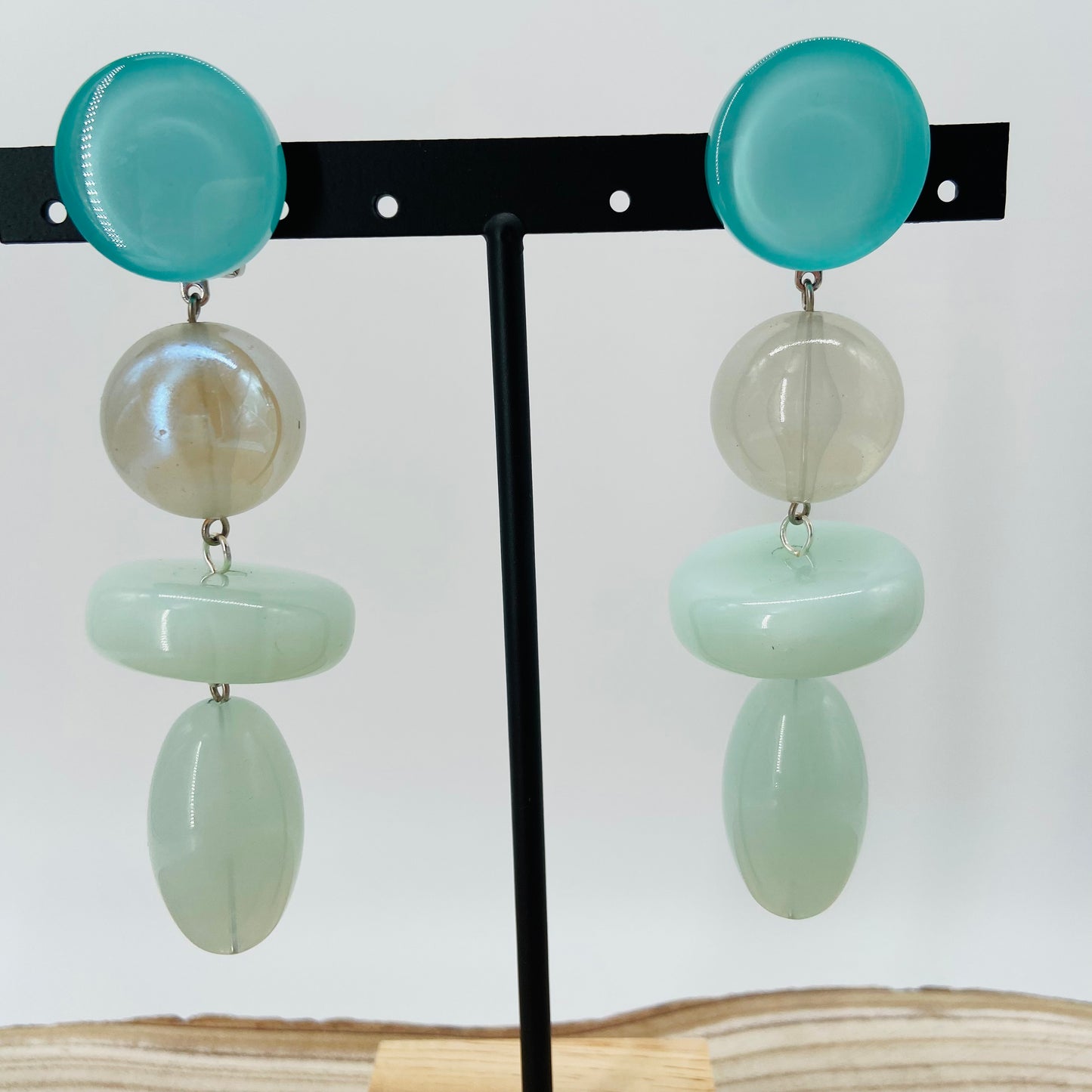 BOUCLES D'OREILLES turquoises claires - Francine BRAMLI