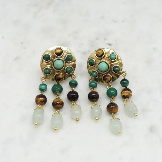 GIGI - Boucles d'oreilles en laiton et Malachite