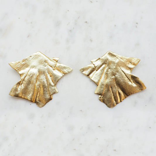 FEUILLE D'OR - Boucles d'oreilles en laiton