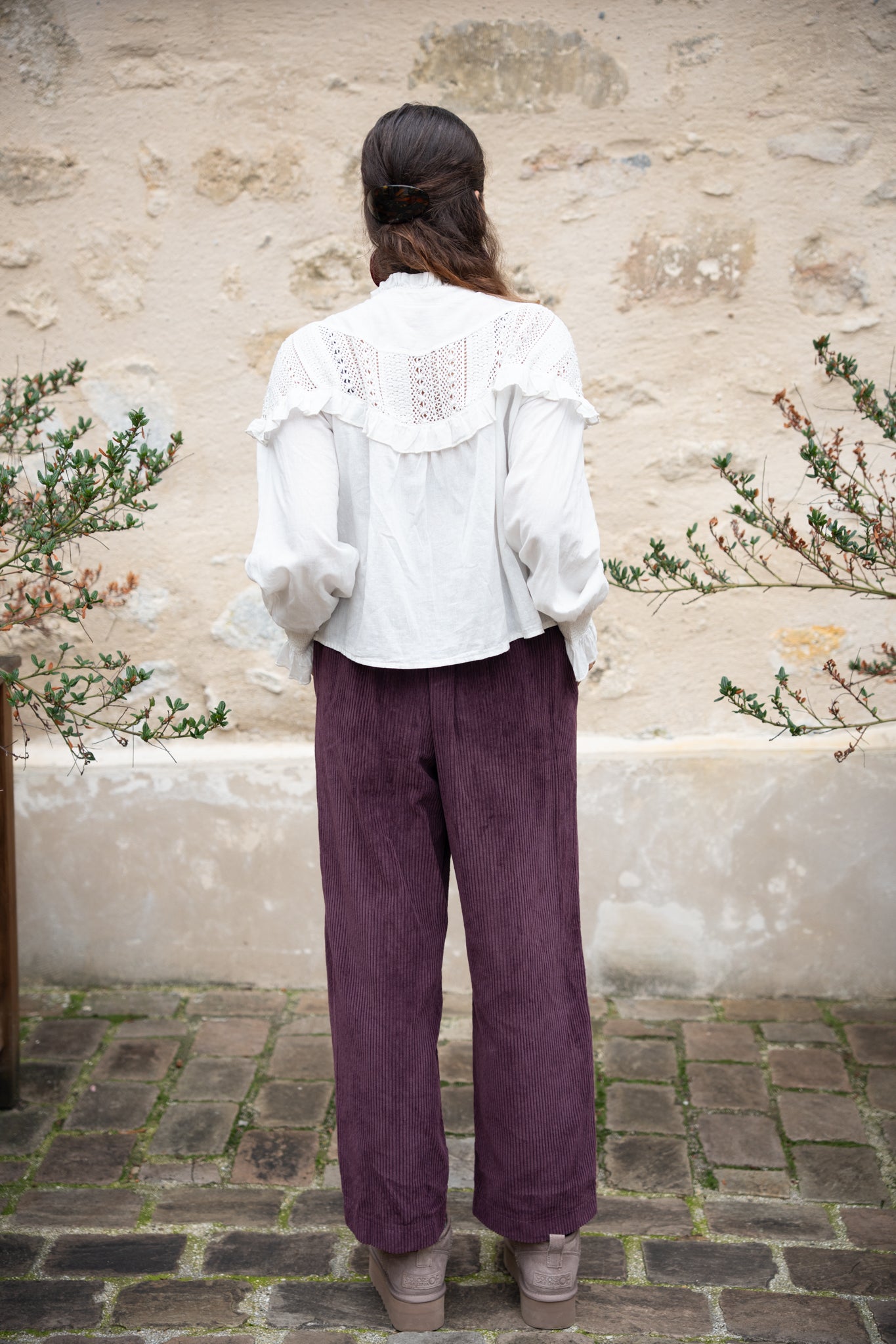 Chemisier volant dentelle