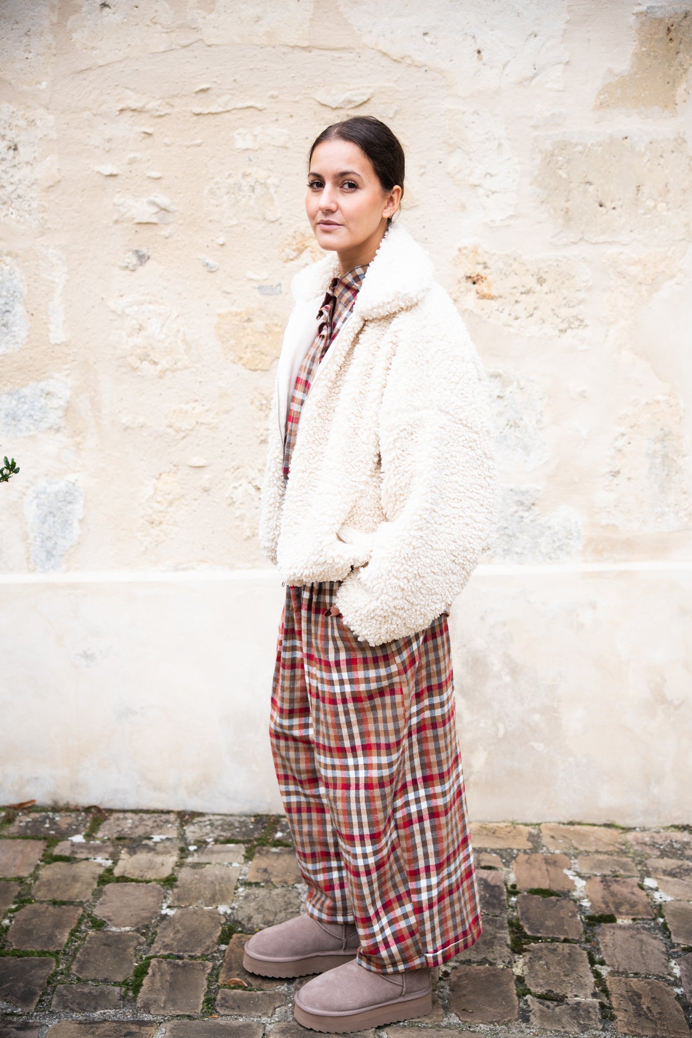 Pantalon à Carreaux Camel