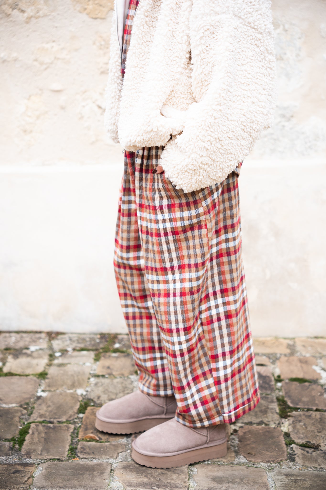 Pantalon à Carreaux Camel